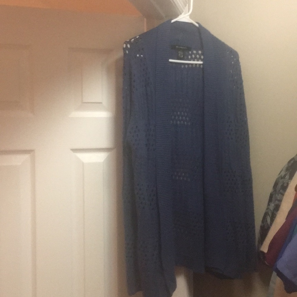 Crocheted blue cardigan